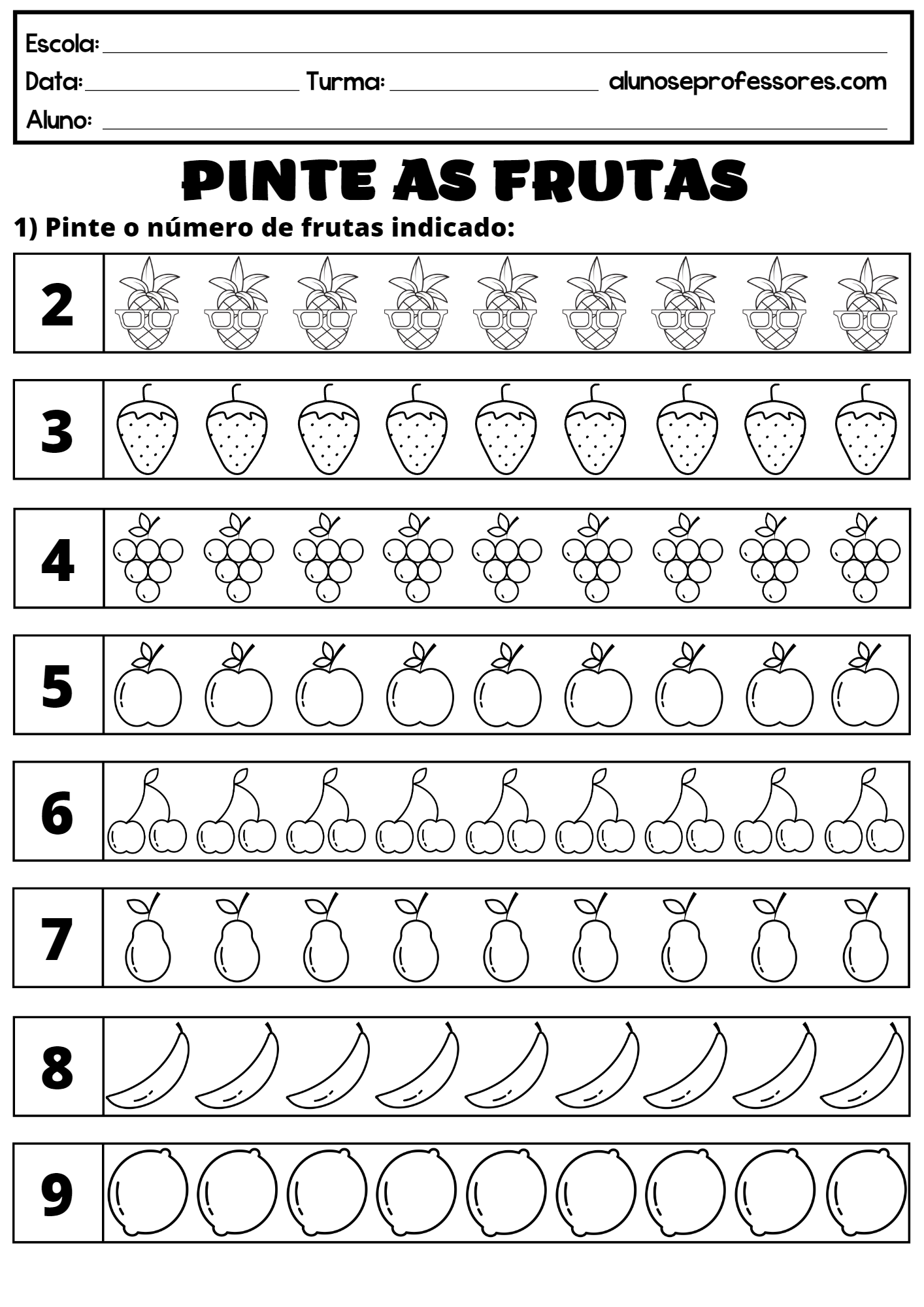 Atividades de Números e Quantidades para imprimir Alunos e Professores