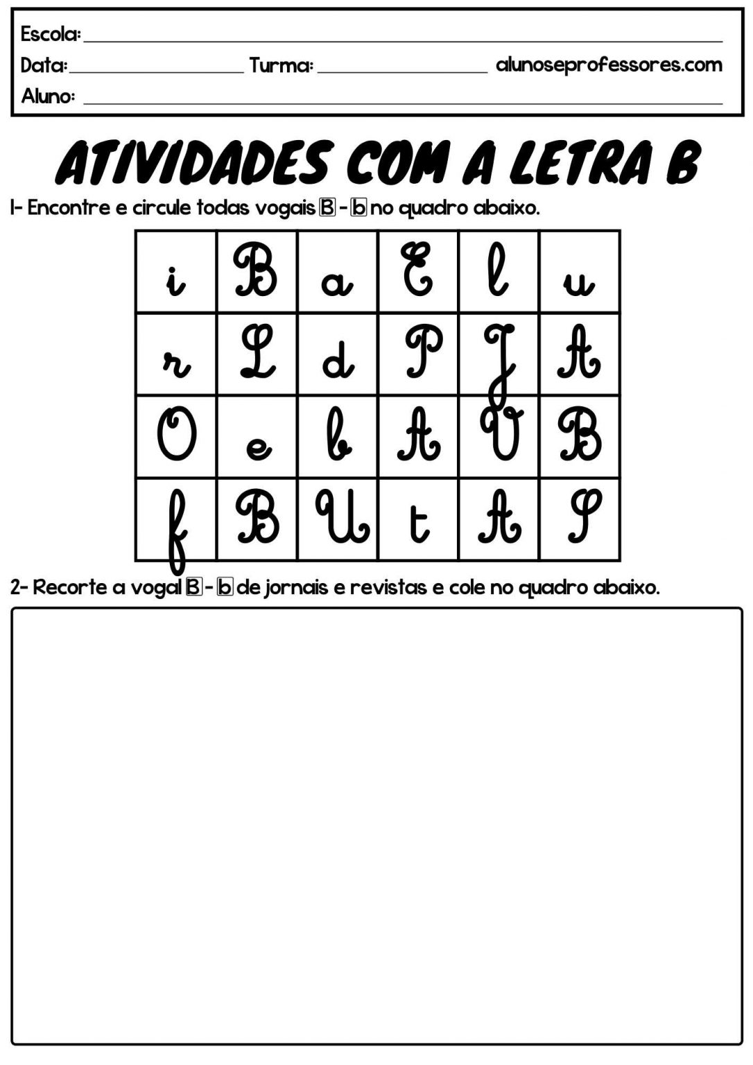 Atividades Com A Letra B Prontas Para Imprimir | Alunos E Professores