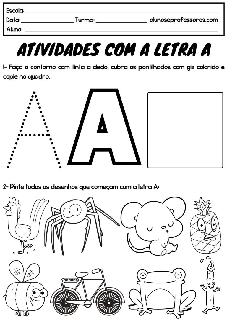 Atividades com a Letra A prontas para imprimir | Alunos e Professores