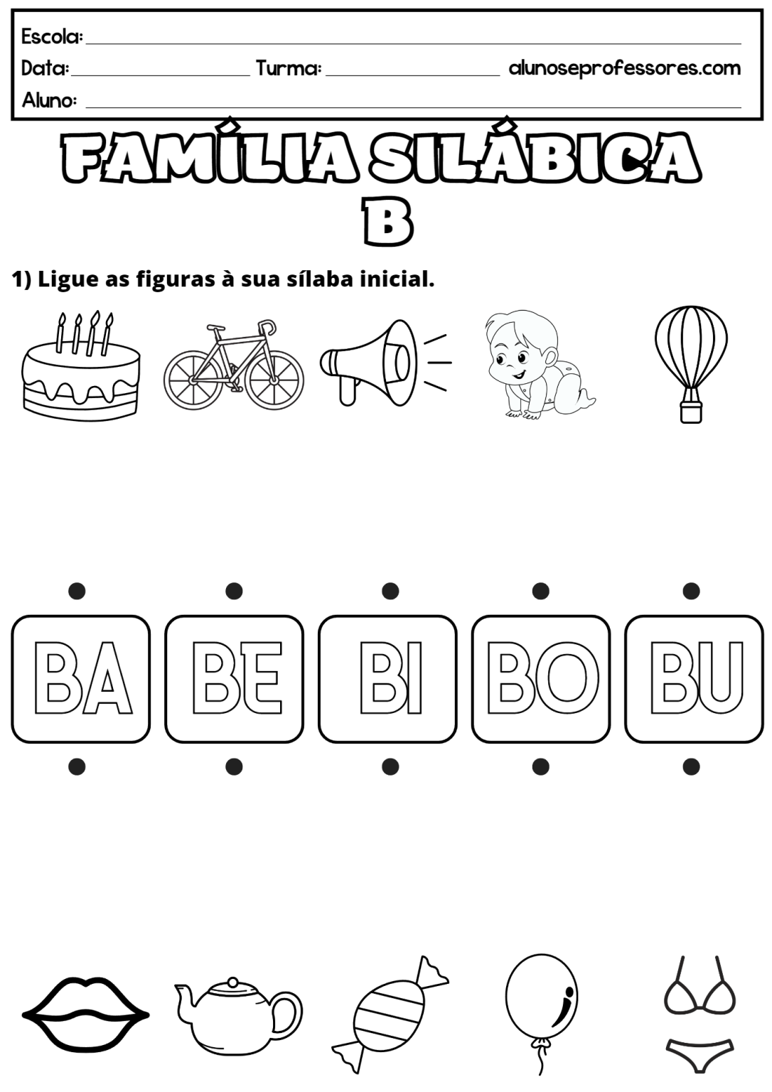 Atividades com a Família Silábica do B para imprimir | Alunos e Professores