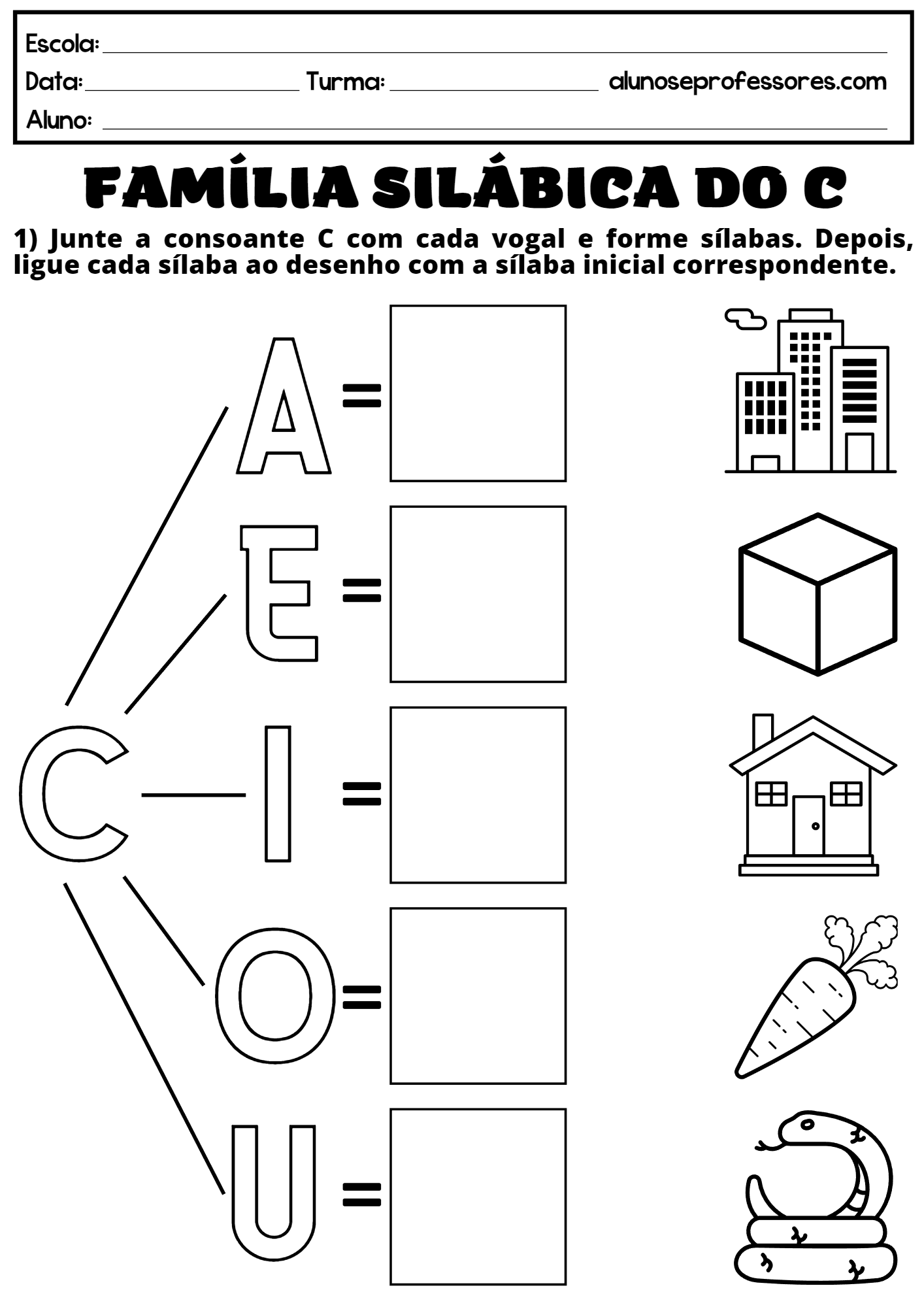 Atividade De Alfabetização - Forme As Sílabas - Escola