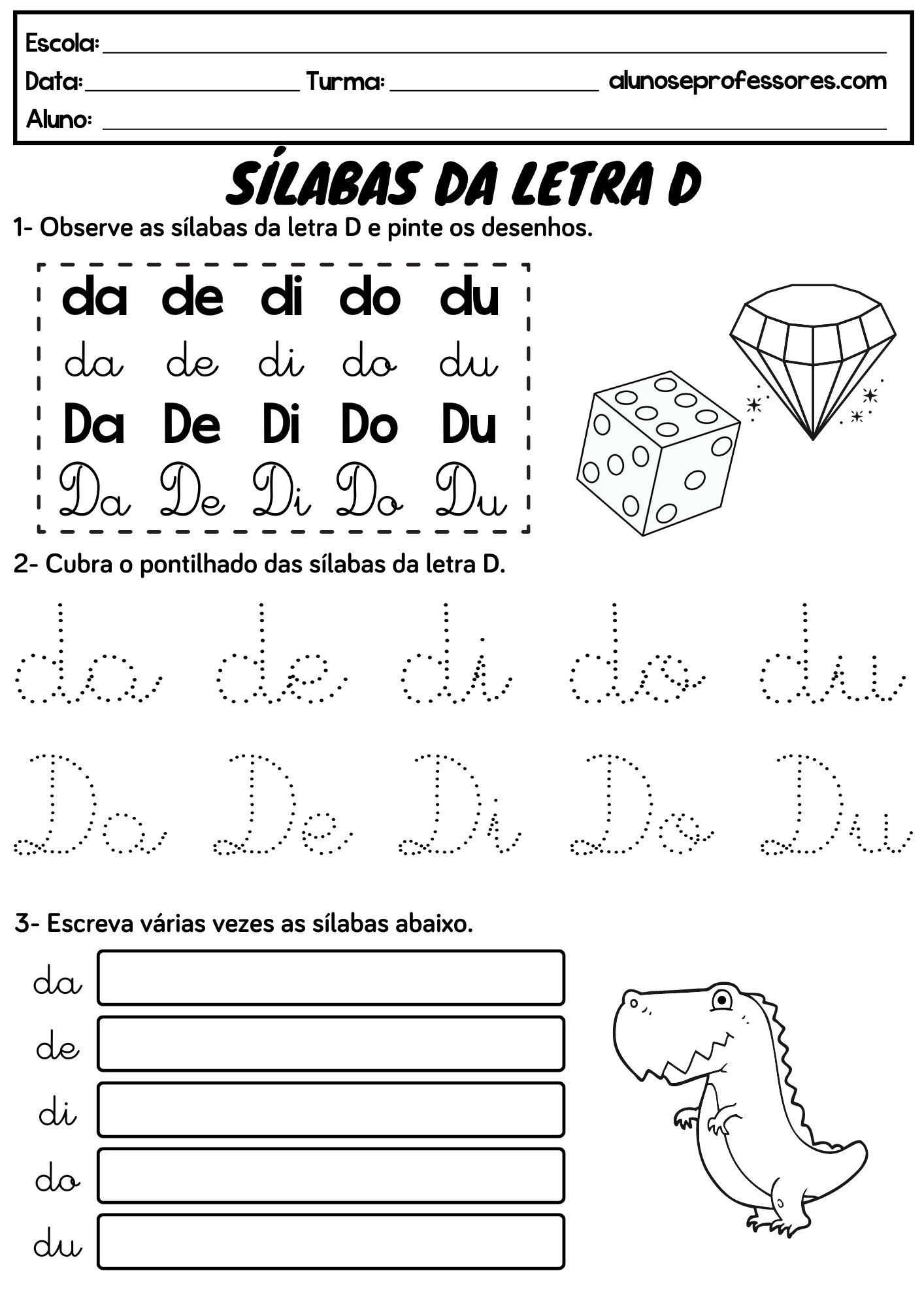 Atividades com a Letra D para imprimir | Alunos e Professores
