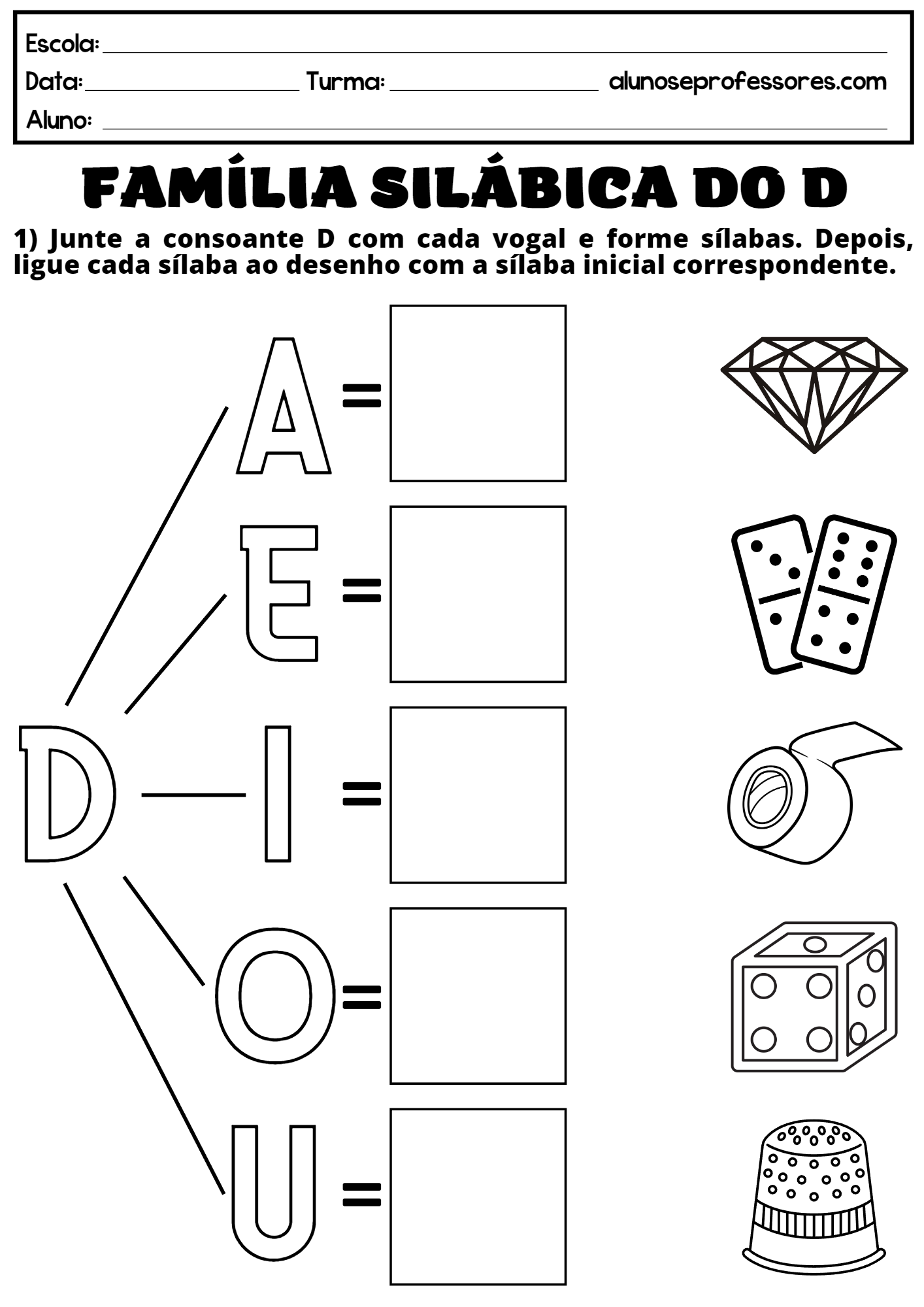 Atividades Com A Família Silábica Do D Para Imprimir | Alunos E Professores
