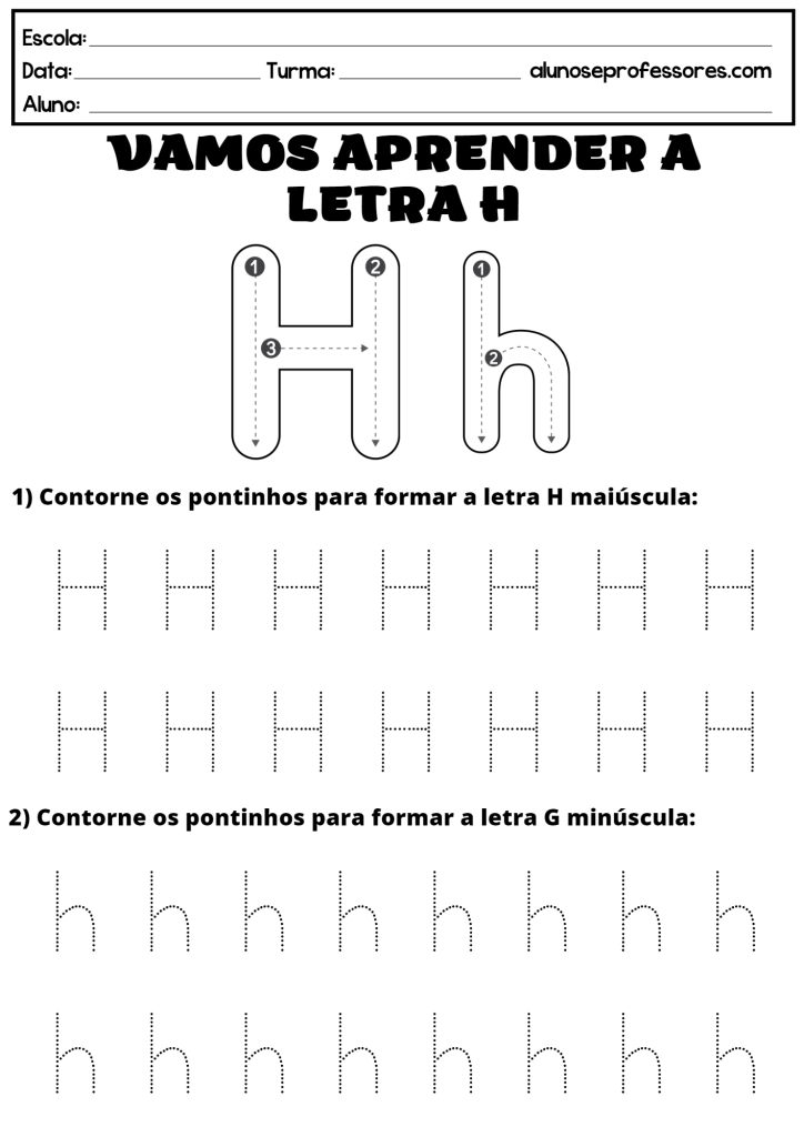 ATIVIDADE DE EDUCAÇÃO INFANTIL - LETRA H