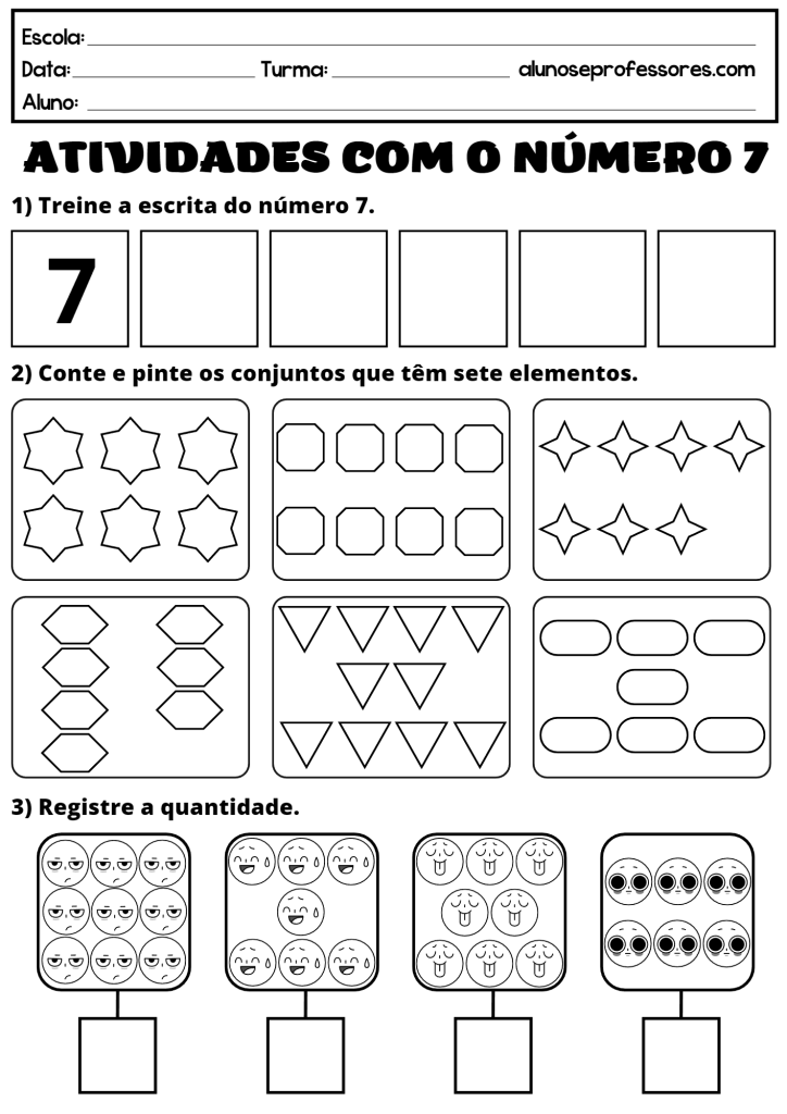 Atividade de Matemática para 1º Ano – Procure, pinte e conte