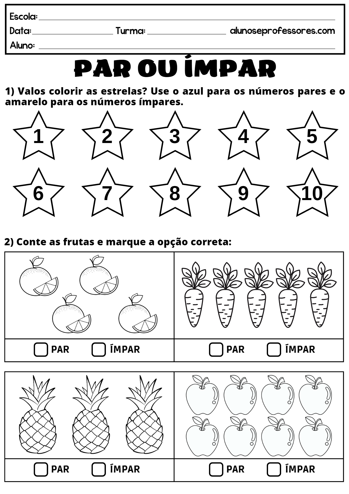 Pintar Números Pares e Ímpares