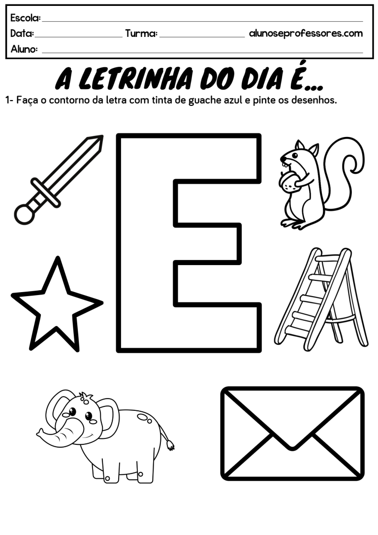 Atividades com a Letra E para imprimir | Alunos e Professores