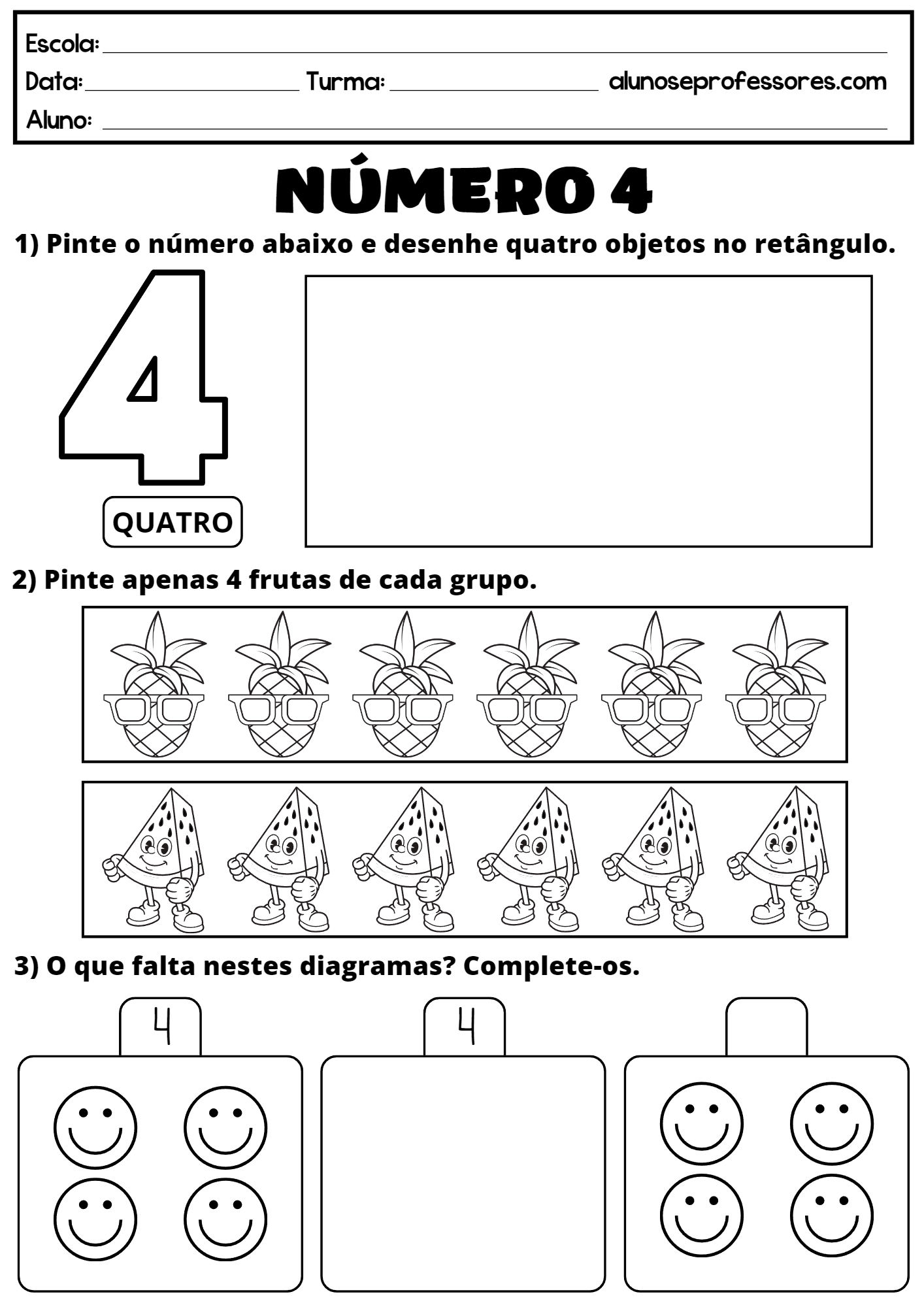 Atividades com o Número 4 | Alunos e Professores