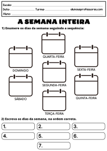 Atividades sobre os Dias da Semana para imprimir | Alunos e Professores