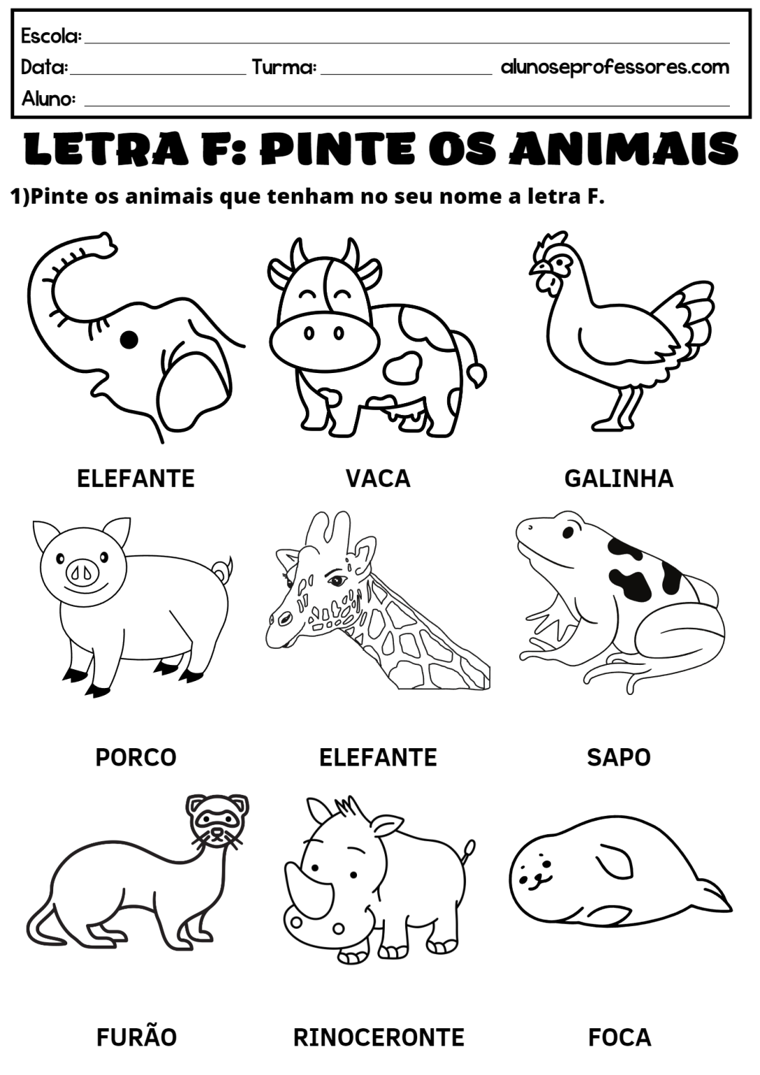 Atividades com a Letra F para imprimir | Alunos e Professores