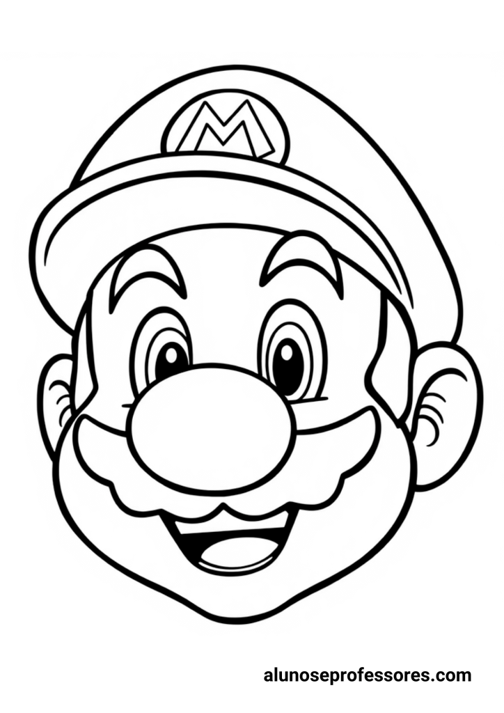 Desenhos do Super Mario para colorir - Cara do Super Mario