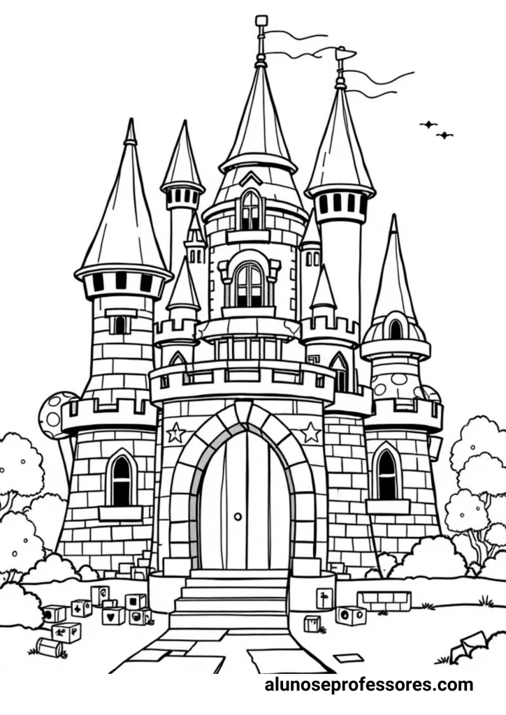 Desenhos do Super Mario para colorir - Castelo