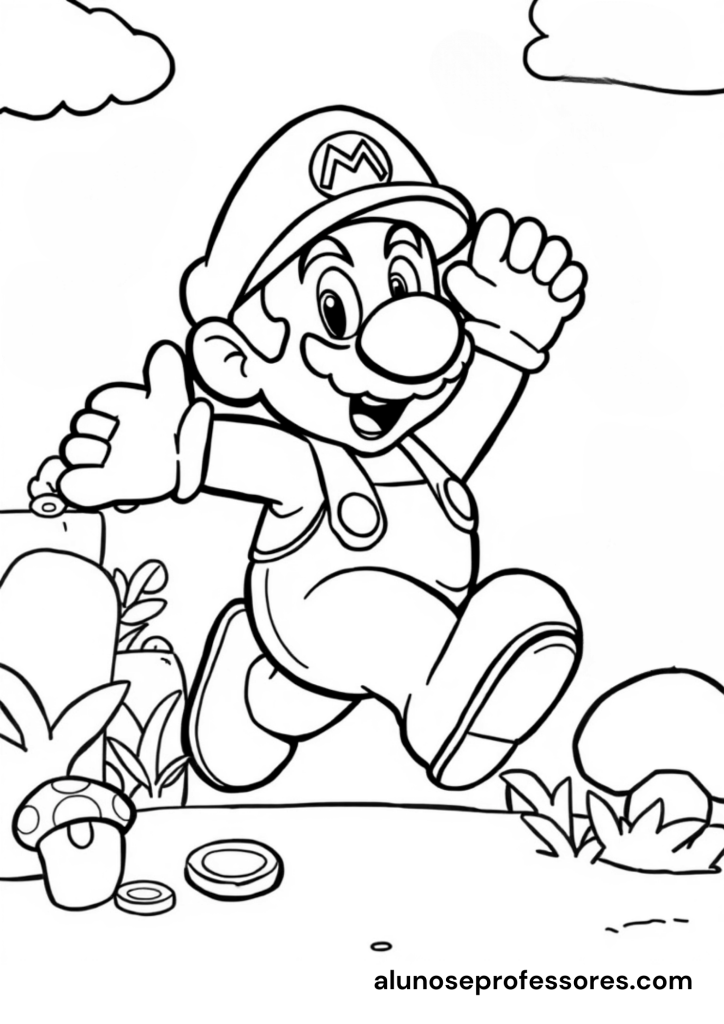 Desenhos do Super Mario para colorir - Super Mario a correr