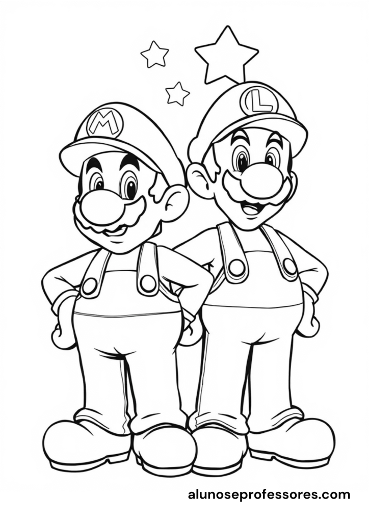 Desenhos do Super Mario para colorir - Super Mario e Luigi