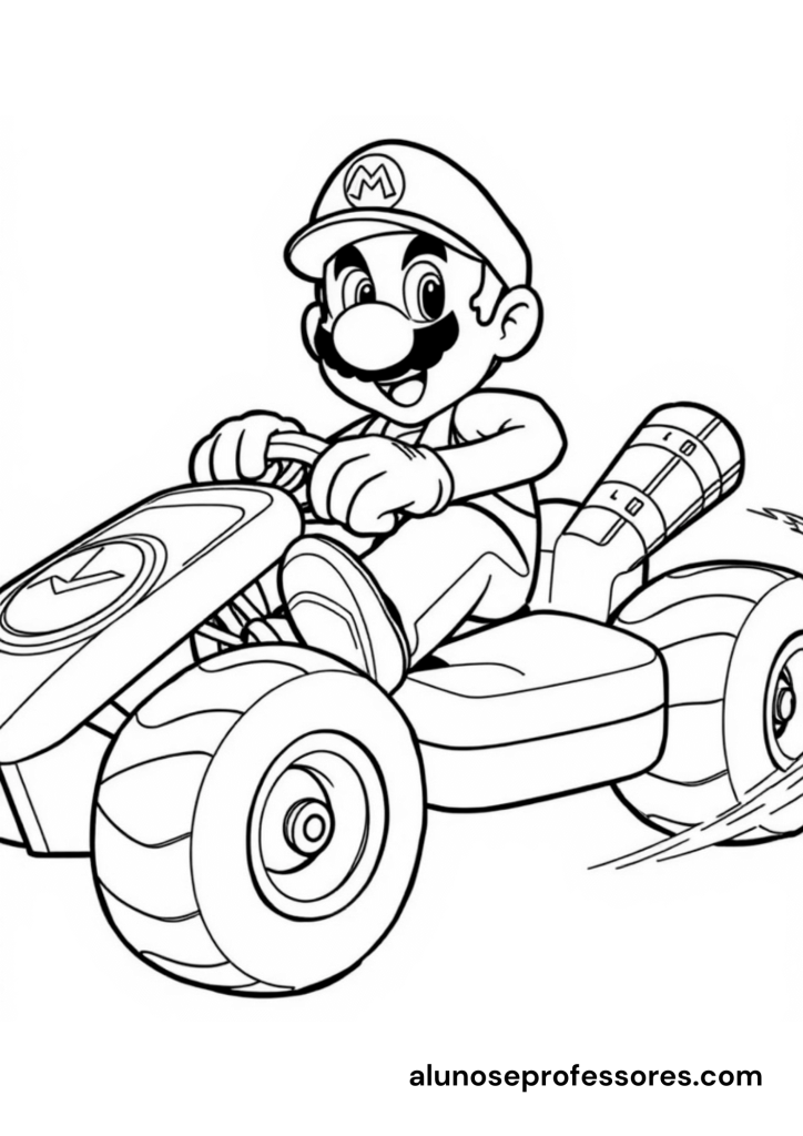 Desenhos do Super Mario para colorir - Super Mario num Kart