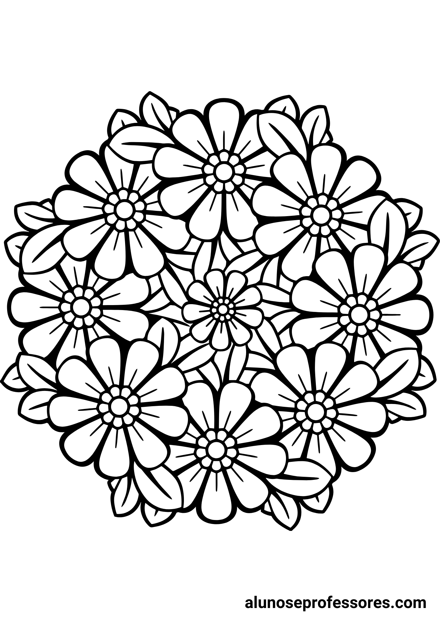 Desenhos de Flores para colorir | Alunos e Professores, image size:1414x2000